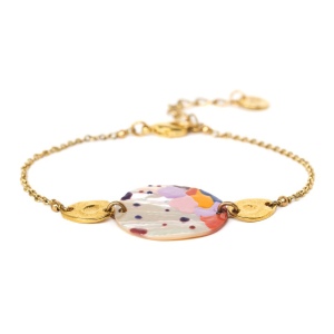 Bracelet Franck Herval Rosy médaillon rond émaillé