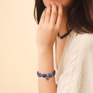 Bracelet Nature Bijoux Samarcande extensible Lapis ovale