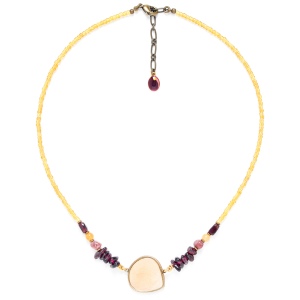 Collier Nature Bijoux Gardenia Capiz doré & Grenat