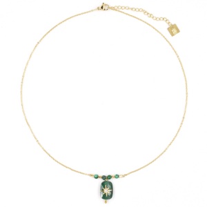 Collier ZAG Inès doré Pierre Malachite