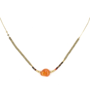 Collier ZAG Roma doré Pierre Cornaline