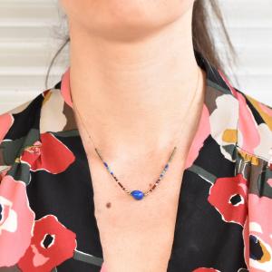 Collier ZAG Roma doré Pierre Lapis-Lazuli