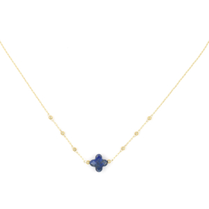 Collier ZAG Velasquez doré Trèfle bleu Lapis-lazuli