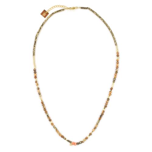 Collier ZAG doré Pierres et Perles cuivre