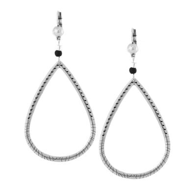 Boucles d'oreilles Shabada Timeless grand anneau perle noire