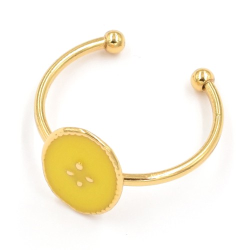 Bague By Garance Rachel trefle dorée émail jaune