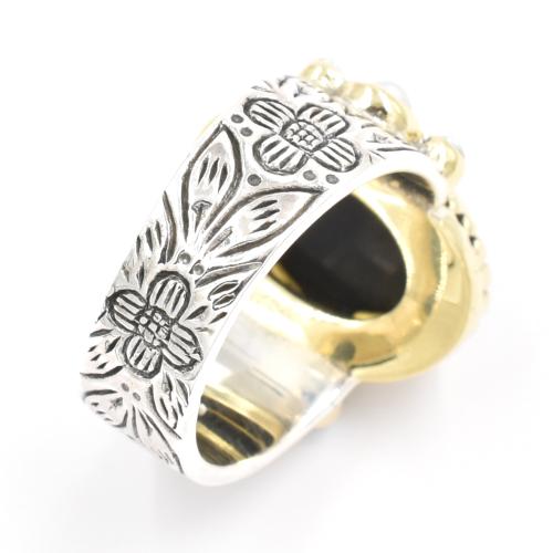 Bague Canyon argent et Laiton Pierre Onyx ovale taille 54