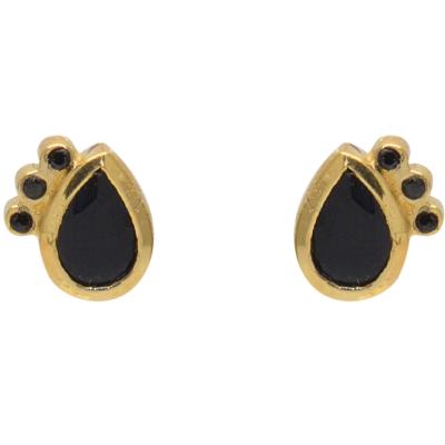 Boucles d'oreilles LuckyTeam puces dorées et Onyx