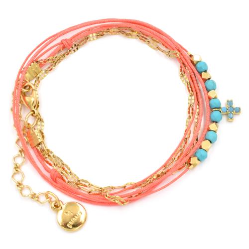 Bracelet By Garance Mariz doré corail Turquoise