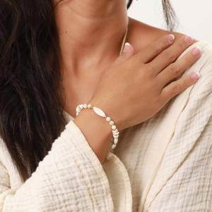 Bracelet Nature Bijoux Ivory extensible perles ovales