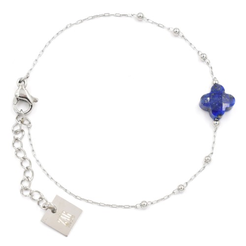 Bracelet ZAG Velasquez argenté Trèfle Pierre Lapis-Lazuli