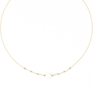 Collier ZAG Velasquez doré Trèfle Pierre Agate blanche
