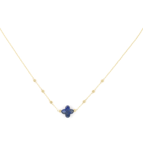 Collier ZAG Velasquez dor Trfle bleu Lapis-lazuli