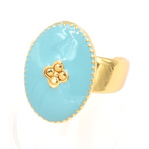 Bague By Garance June dorée émail turquoise