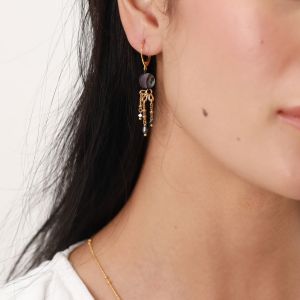 Boucles d'oreilles Franck Herval Laura 3 rangs avec perles