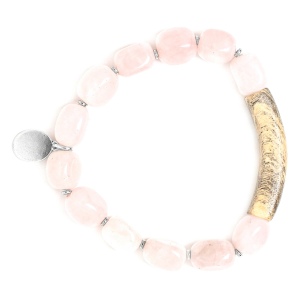 Bracelet Nature Bijoux Impala extensible Tamarinier & Quartz rose