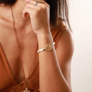 Bracelet Nature Bijoux Panama Nacre & fibres tressées