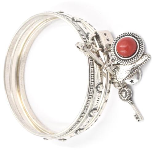 Bracelet Shabada Joncs argentés Timeless Nina 31 Corail M