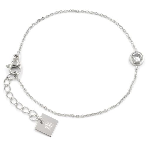 Bracelet ZAG argent Strass sur petite chaine