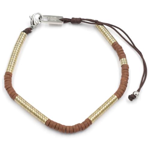 Bracelet ZAG disques dors et disques marron