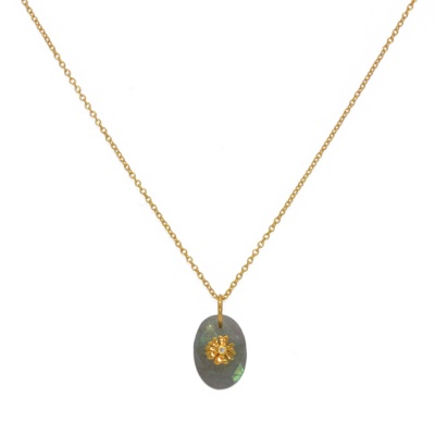 Collier LuckyTeam Labradorite et fleur