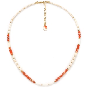 Collier Nature Bijoux Porquerolles orange & écru