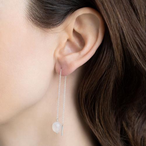 Boucles d'oreilles a Beautiful Story Elegant Argent et Pierres Quartz rose