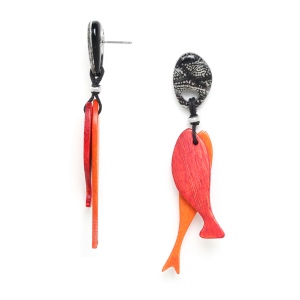 Boucles d'oreilles Nature Bijoux Poisson rouge 2 poissons