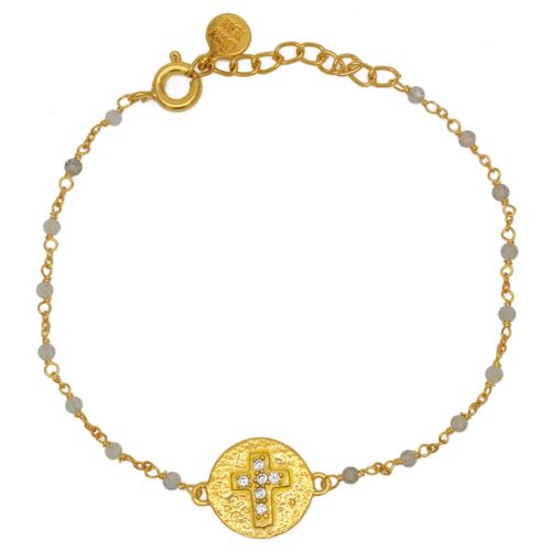 Bracelet LuckyTeam doré Zircons sur Croix