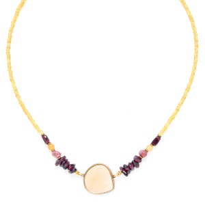 Collier Nature Bijoux Gardenia Capiz dor & Grenat