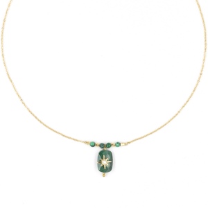Collier ZAG Inès doré Pierre Malachite