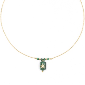 Collier ZAG Inès doré Pierre Malachite