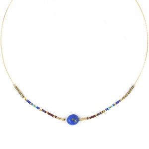 Collier ZAG Roma doré Pierre Lapis-Lazuli