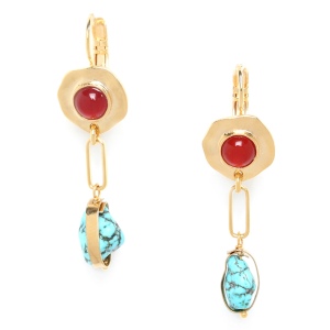 Boucles d'oreilles Franck Herval Sora dormeuses pampille turquoise