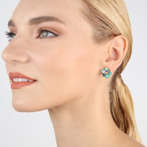 Boucles d'oreilles Konplott Shopping Drops puces blue-green