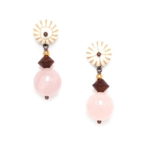 Boucles d'oreilles Nature Bijoux Choco rose perle de Quartz rose
