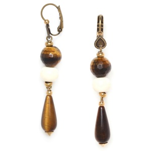 Boucles d'oreilles Nature Bijoux Varanasi goutte Oeil de tigre