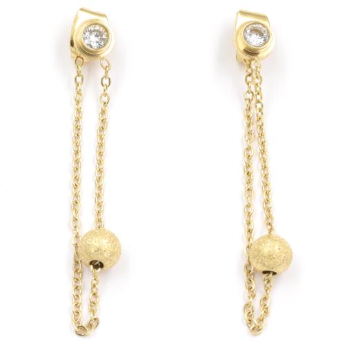 Boucles d'oreilles ZAG boule sur chaine dore