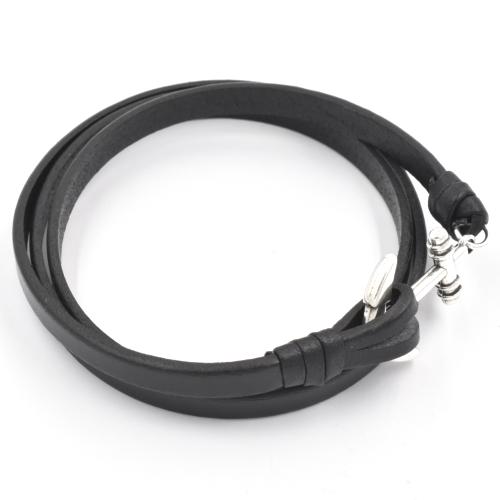 Bracelet Magnum homme cuir ancre 3 tours noir M