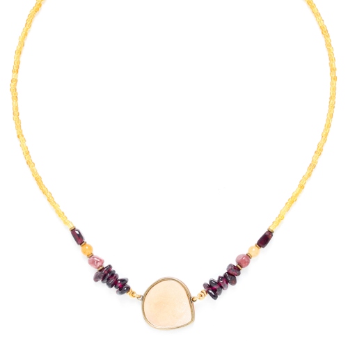 Collier Nature Bijoux Gardenia Capiz doré & Grenat