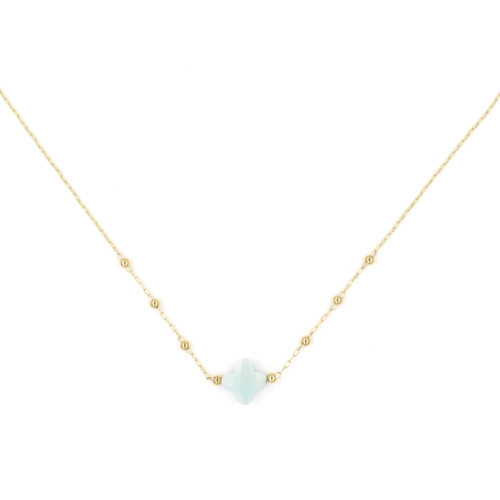 Collier ZAG Velasquez dor Trfle Pierre Amazonite