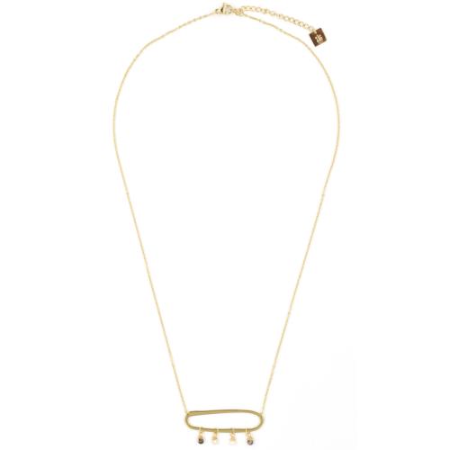 Collier ZAG doré Perles de culture et Quartz fumé